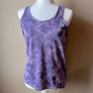 Xersion purple leaf racerback tank top, size small